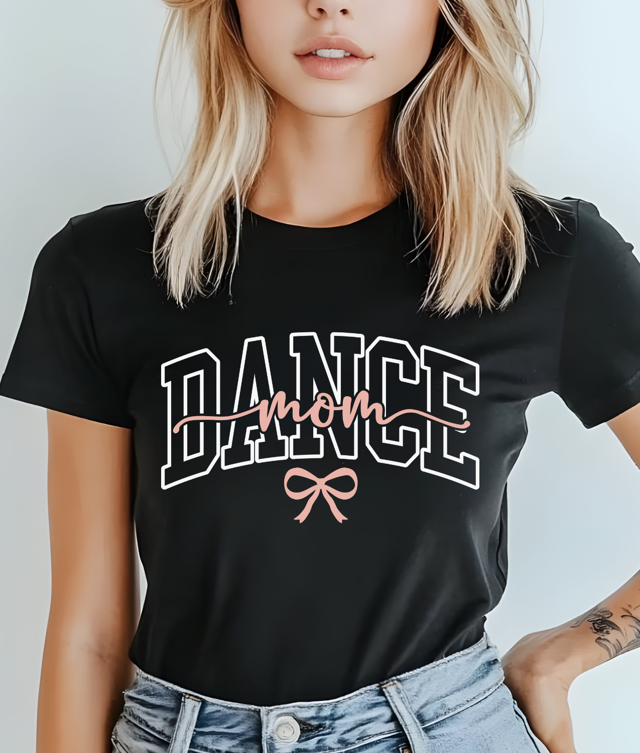 Dance Mom Bow Pink and White DTF Transfer