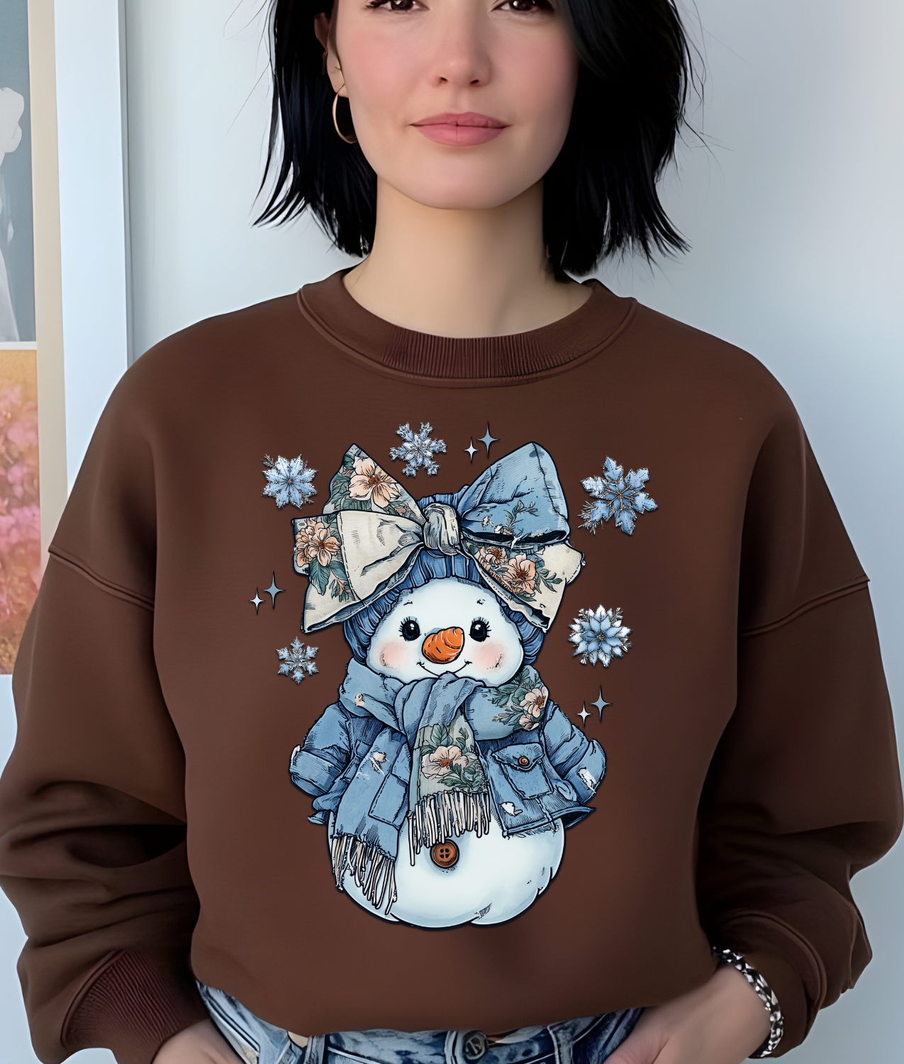 Denim Snowman DTF Transfer