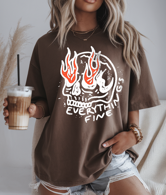 Everythings Fine Skull DTF Transfer