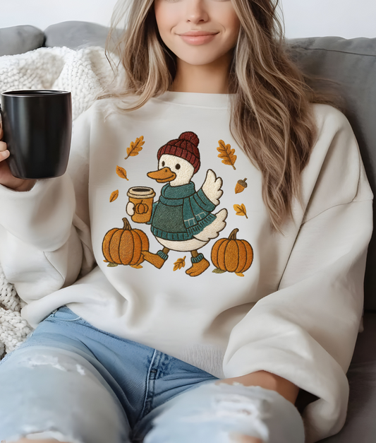 Faux Embroidered Fall Duck DTF Transfer