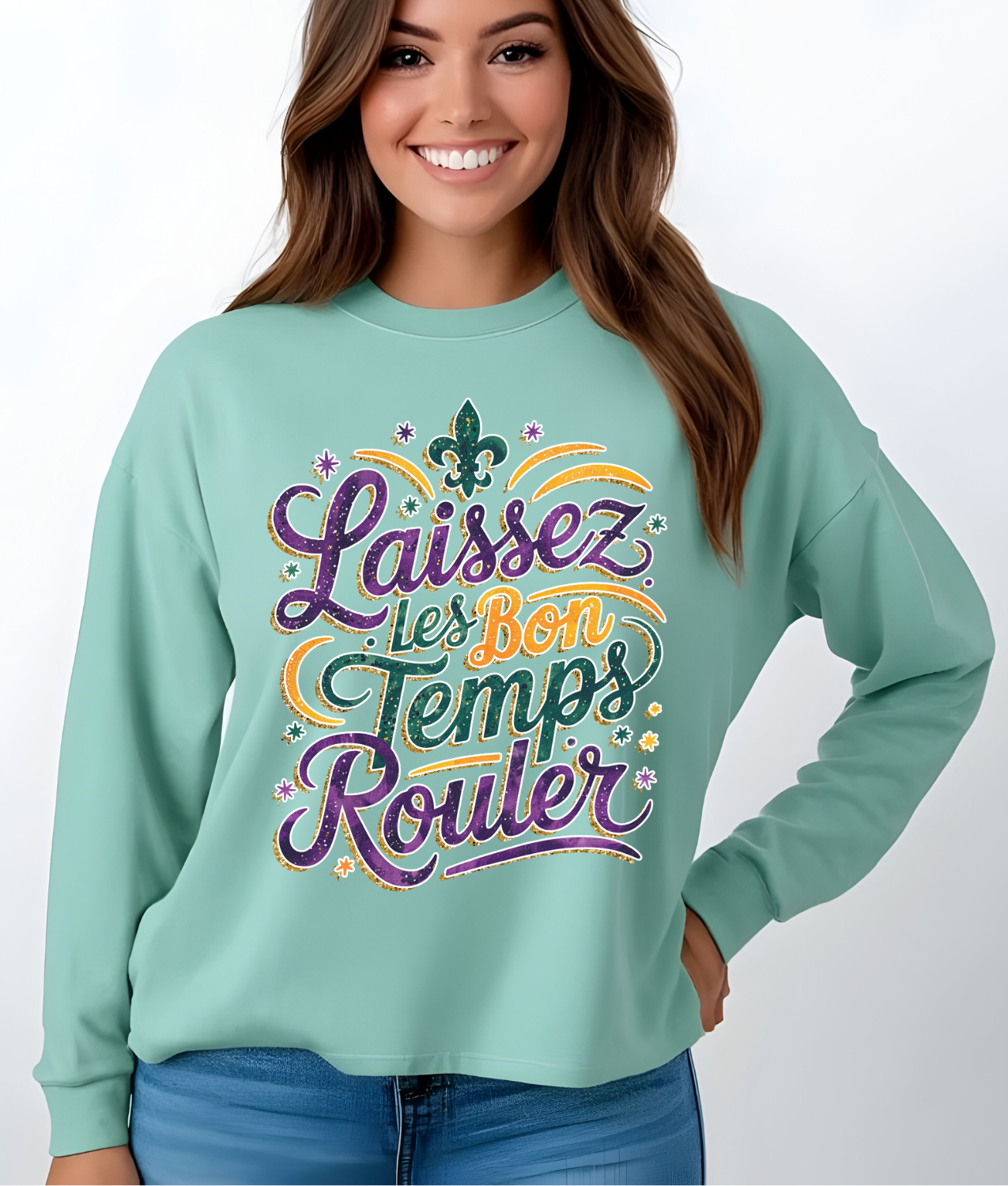 Faux Glitter Laissez Les Bon Temps Rouler DTF