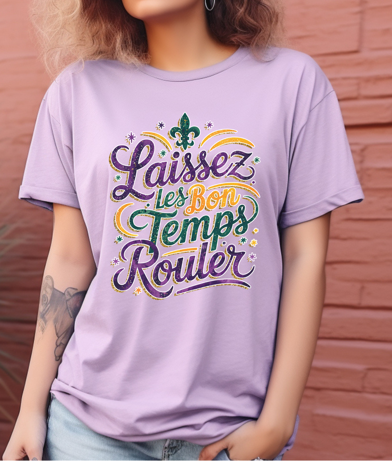 Faux Glitter Laissez Les Bon Temps Rouler DTF