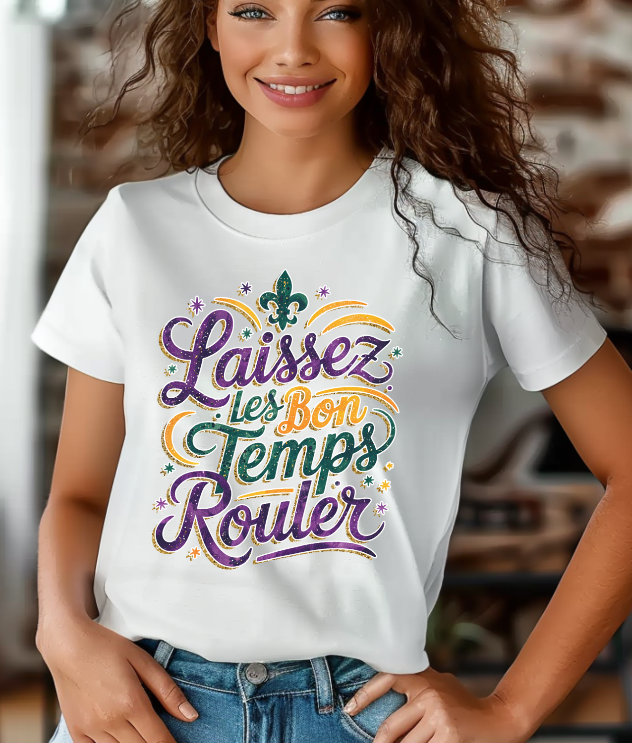 Faux Glitter Laissez Les Bon Temps Rouler DTF