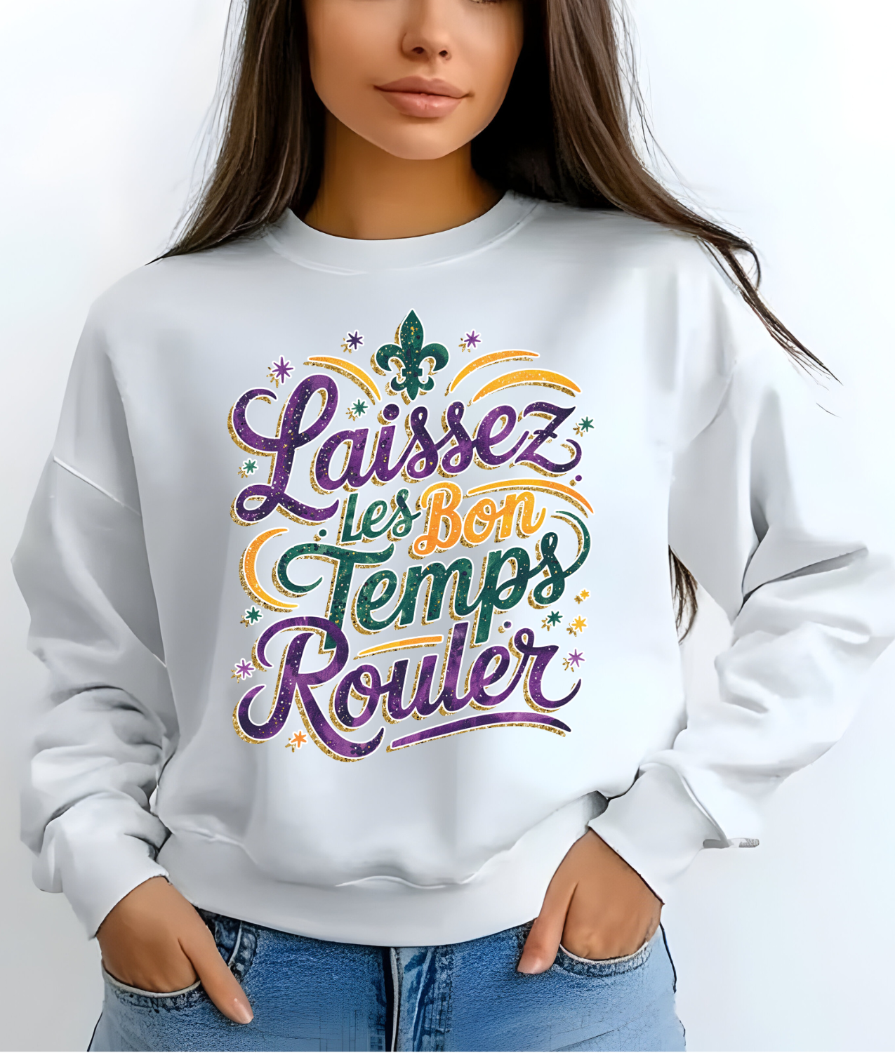 Faux Glitter Laissez Les Bon Temps Rouler DTF