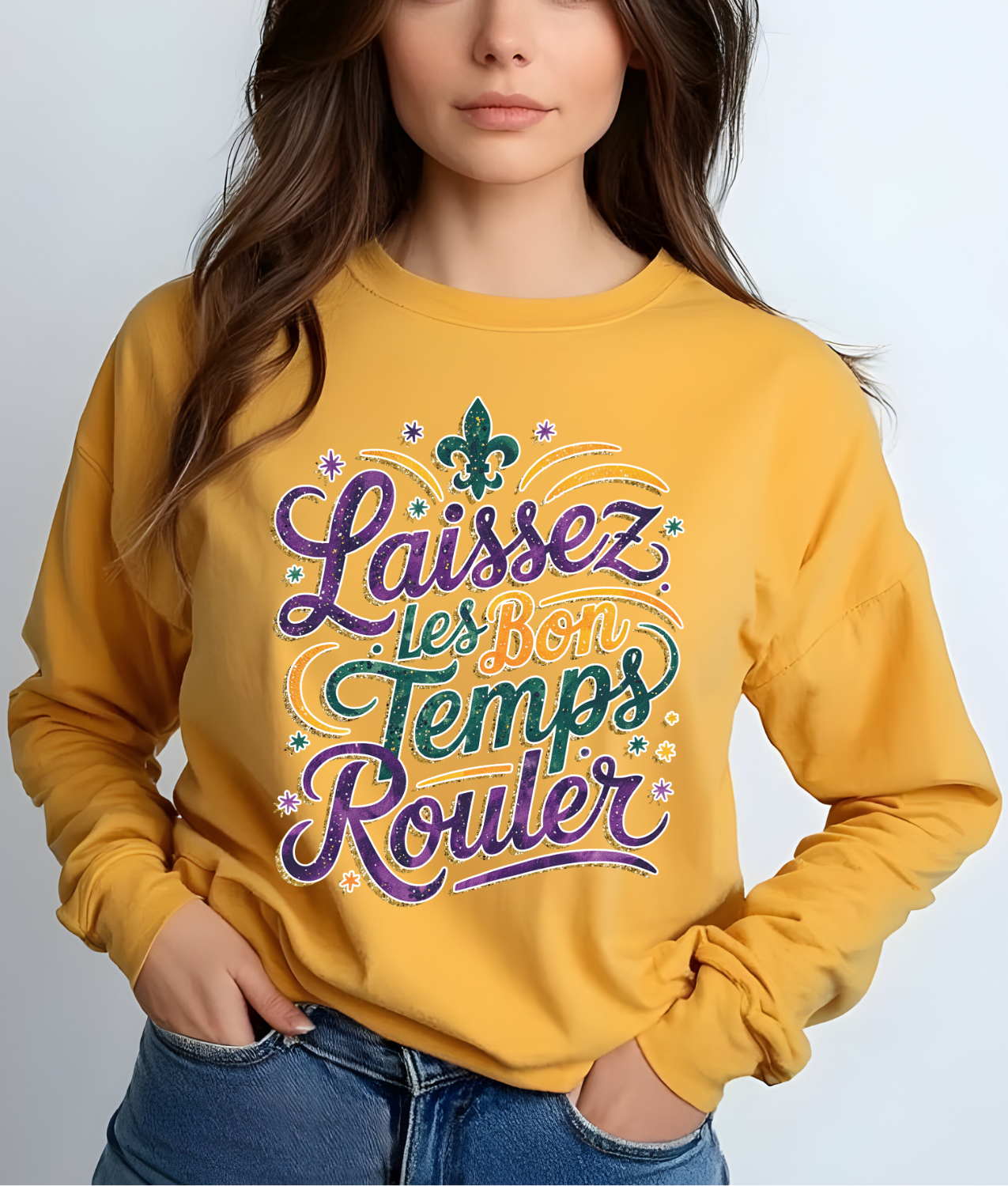 Faux Glitter Laissez Les Bon Temps Rouler DTF