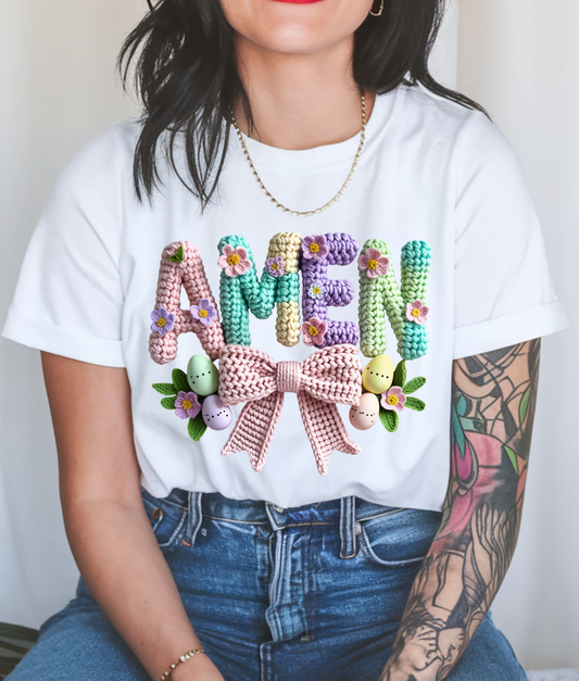 Faux Yarn Amen Bow DTF Transfer