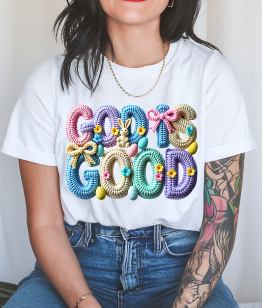 Faux Yarn God is Good DTF Transfer