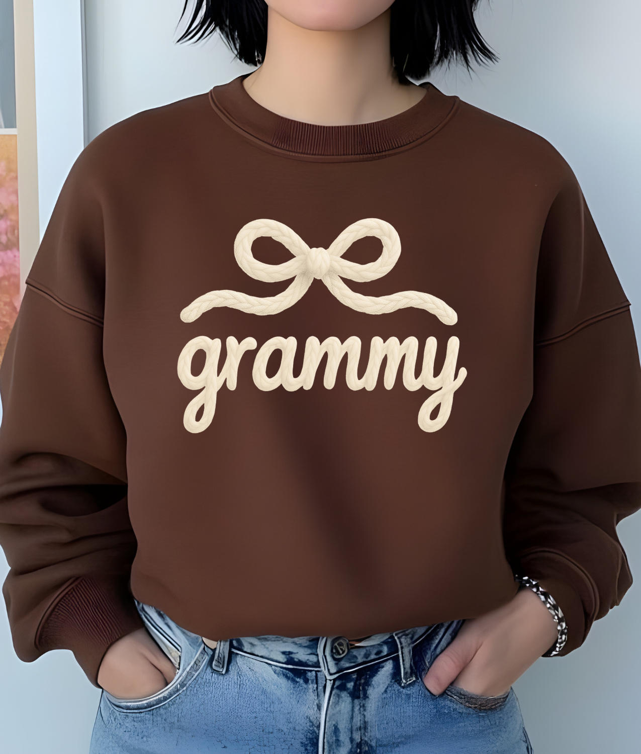 Faux Yarn Grammy Bow DTF Transfer