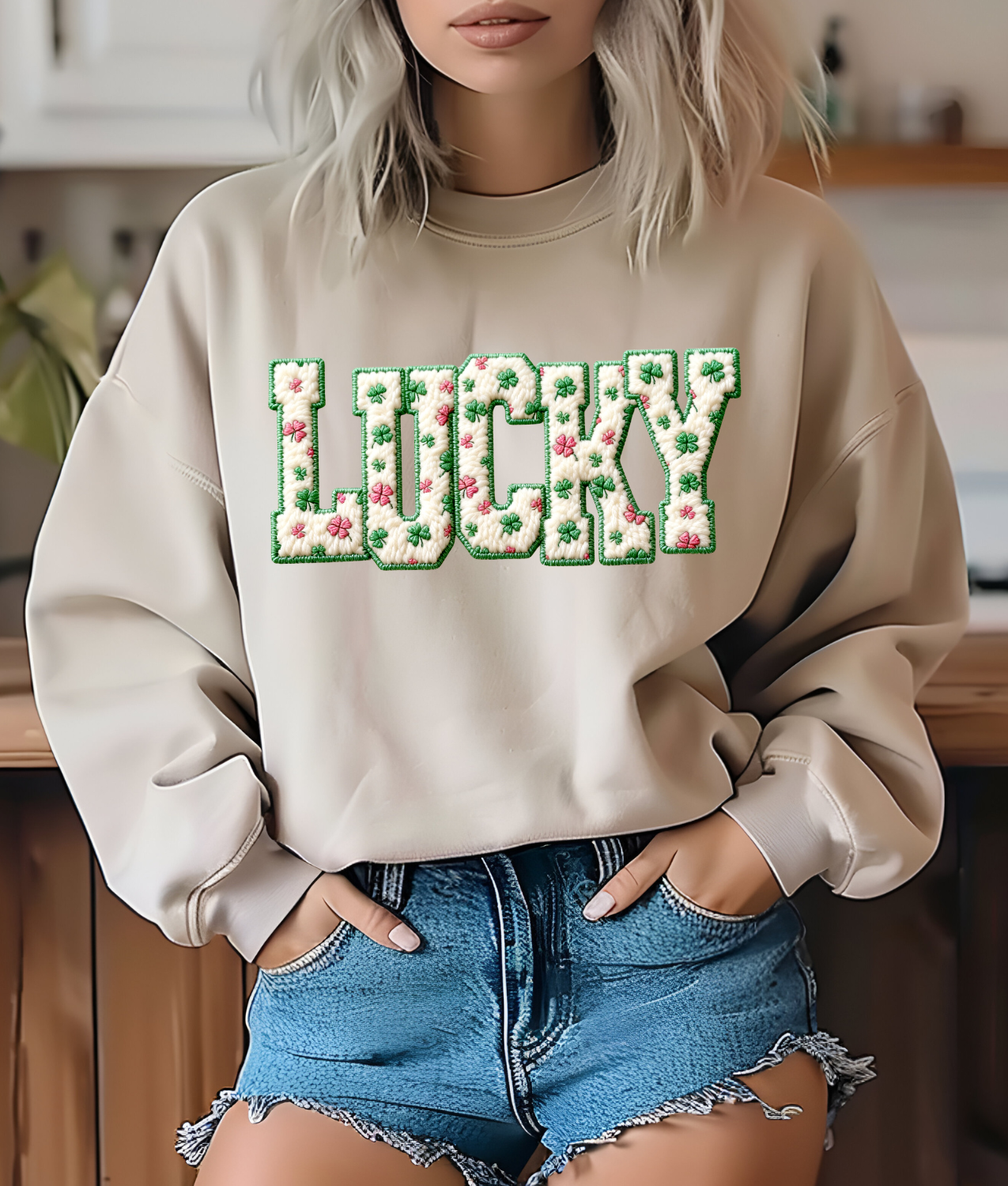 Faux Yarn Lucky DTF Transfer