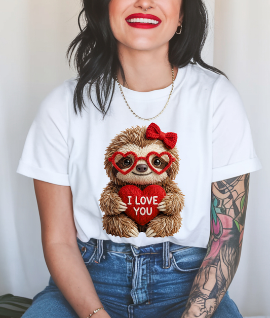 Faux Yarn Valentine Sloth DTF Transfer