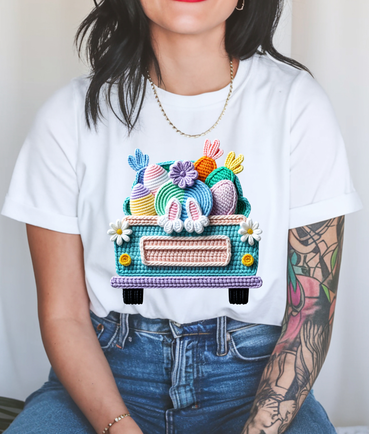 Faux Yarn Vintage Truck DTF Transfer