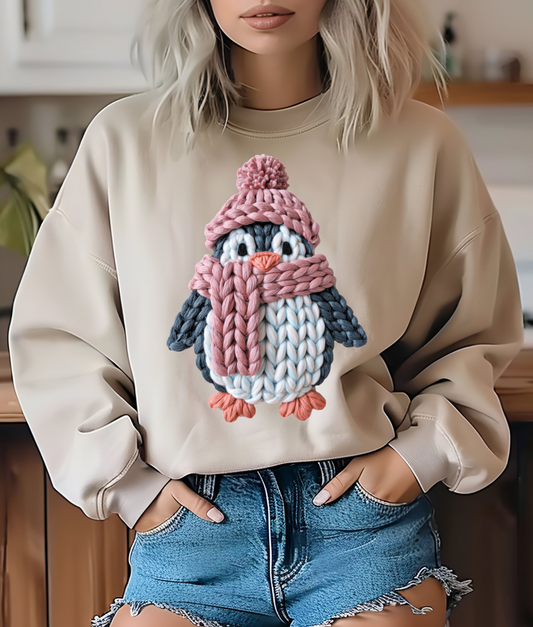 Faux Yarn Winter Penguin DTF Transfer