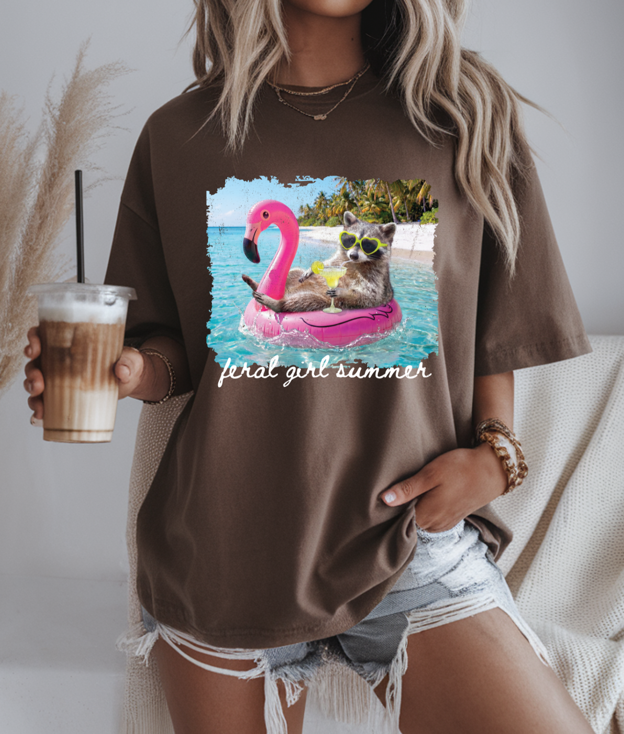 Feral Girl Summer Raccoon DTF Transfer
