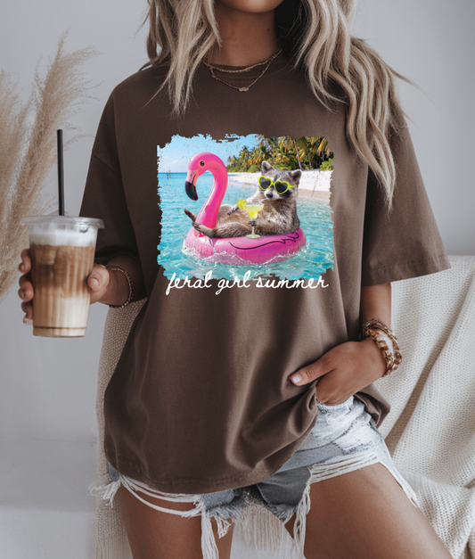 Feral Girl Summer Raccoon DTF Transfer