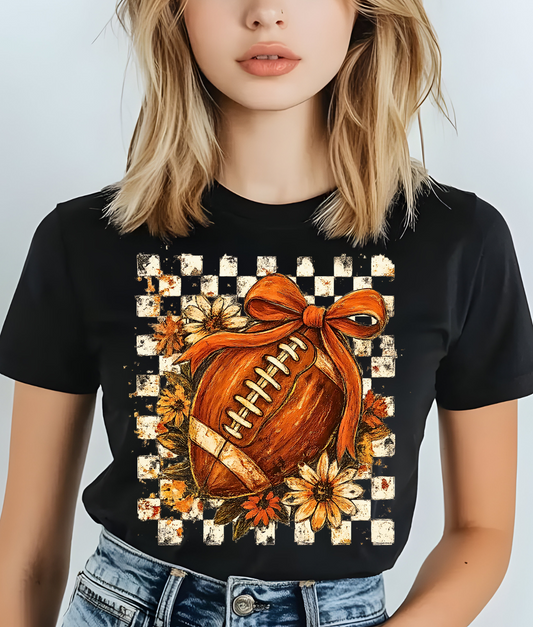 Floral Checkered Football DTF Transfer