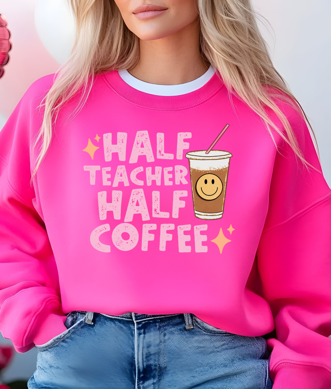 Half Teacher Half Coffee DTF