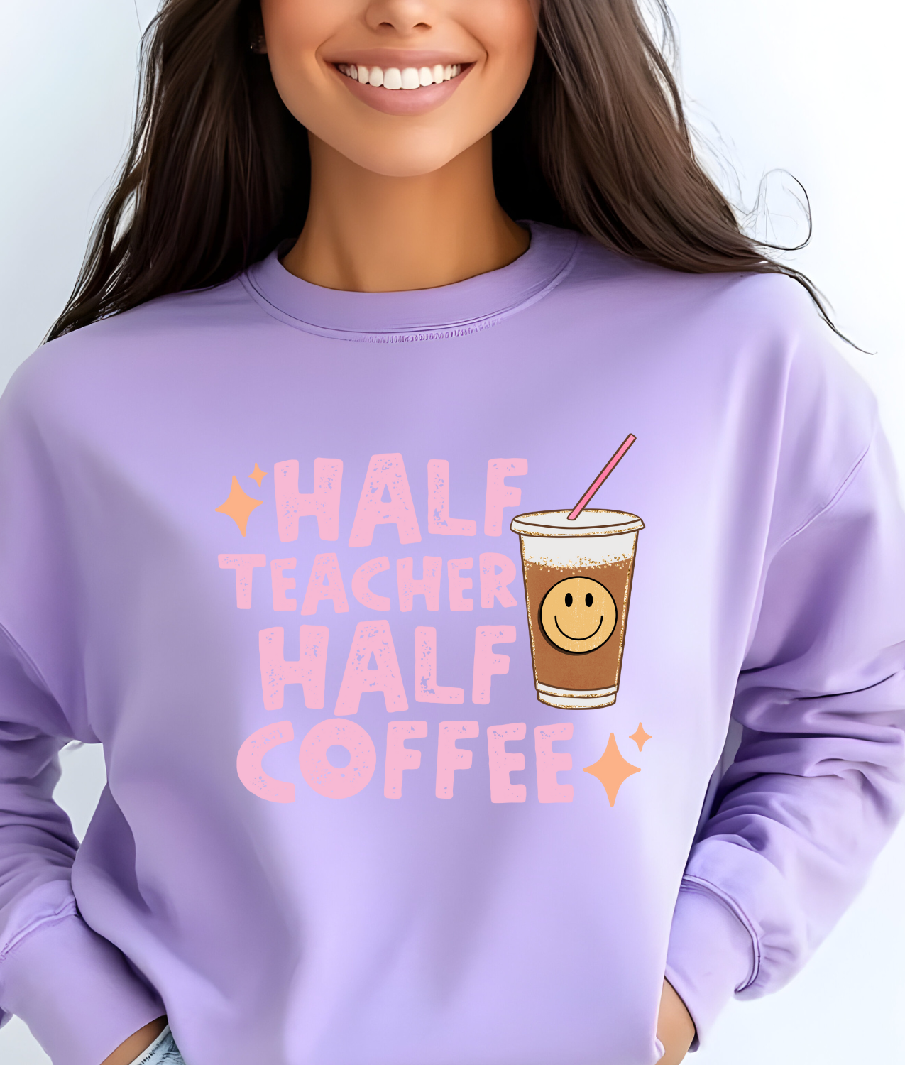 Half Teacher Half Coffee DTF