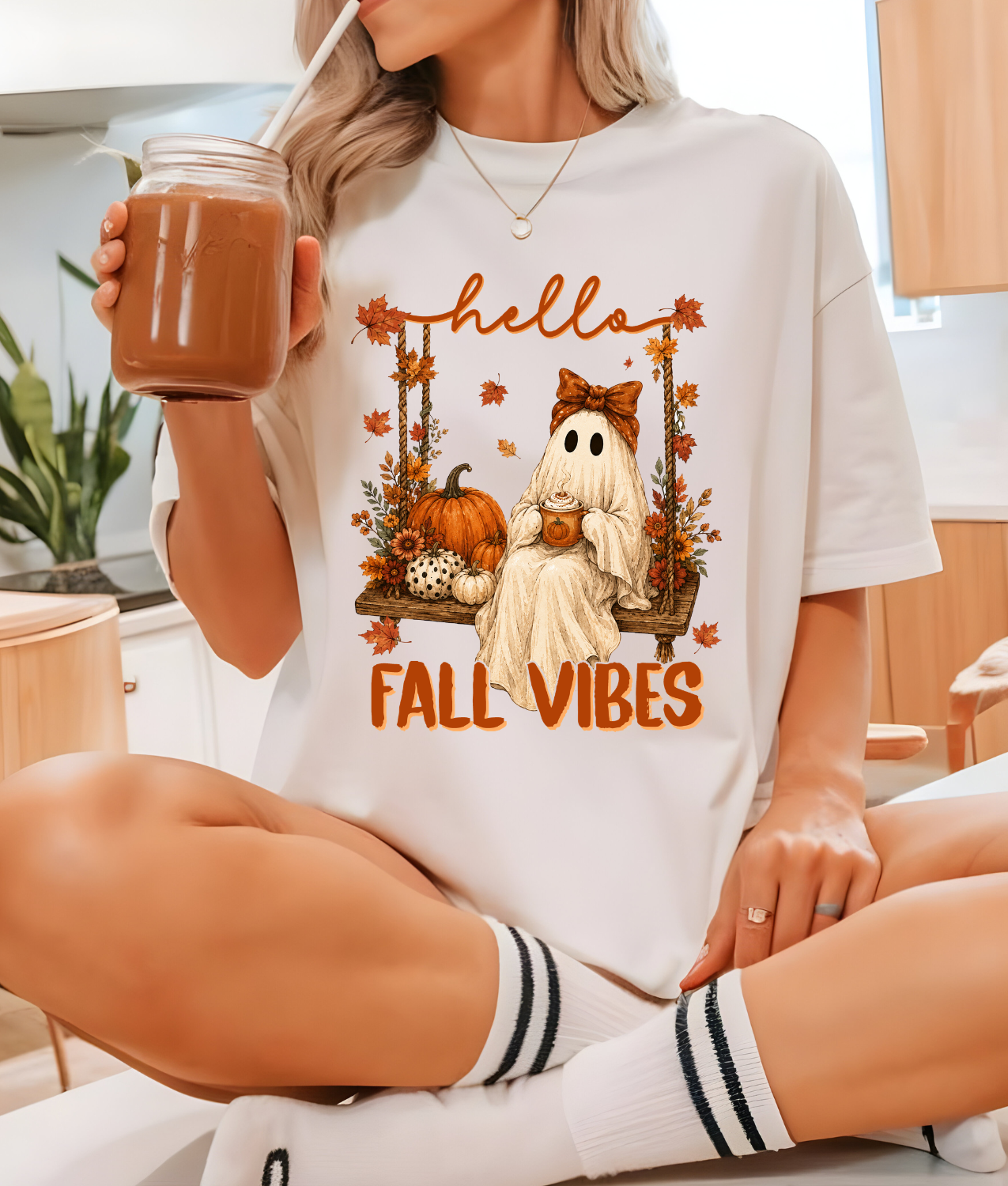 Hello Fall Vibes Ghostie DTF Transfer