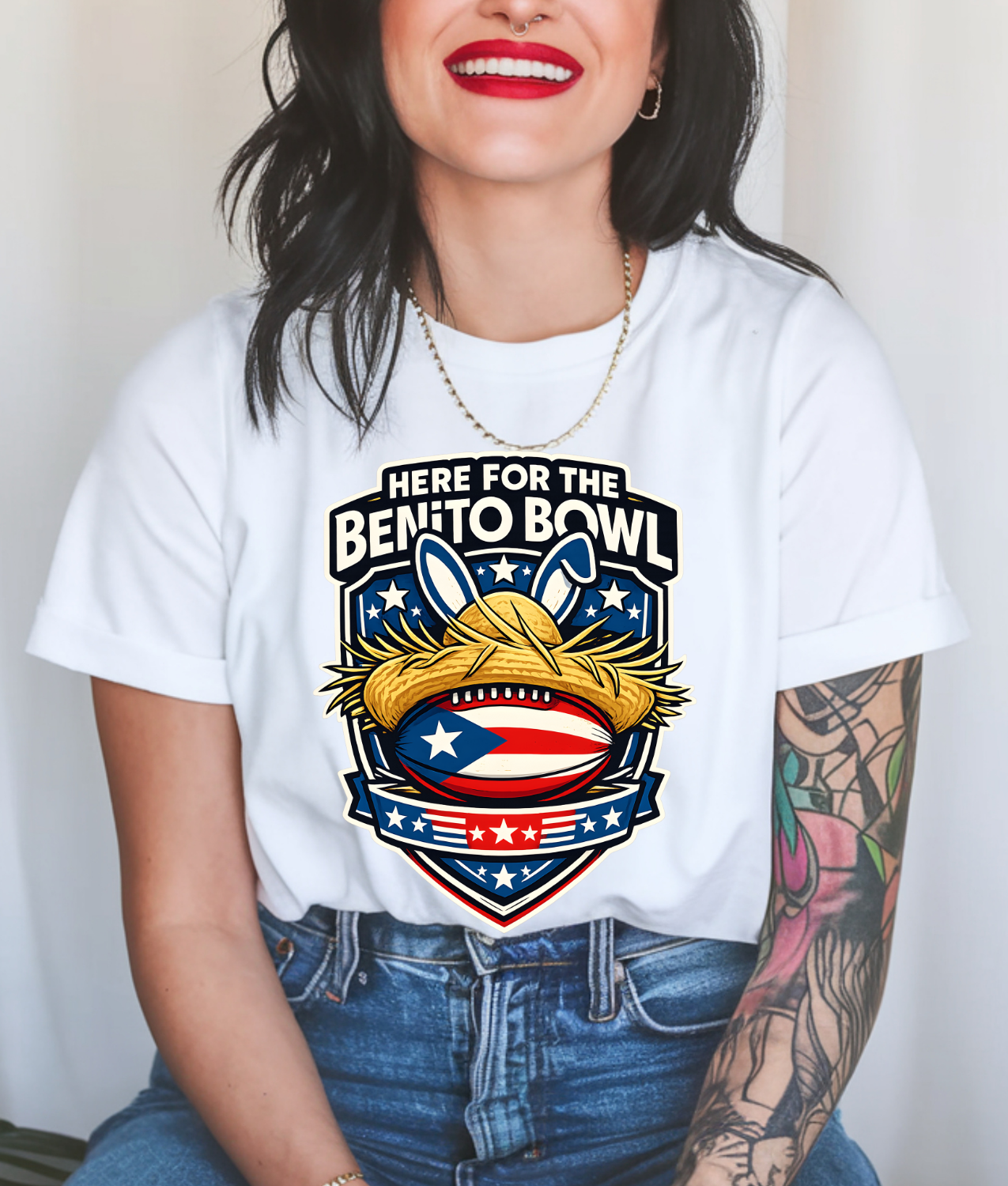 Here for the Benito Bowl Straw Hat DTF Transfer