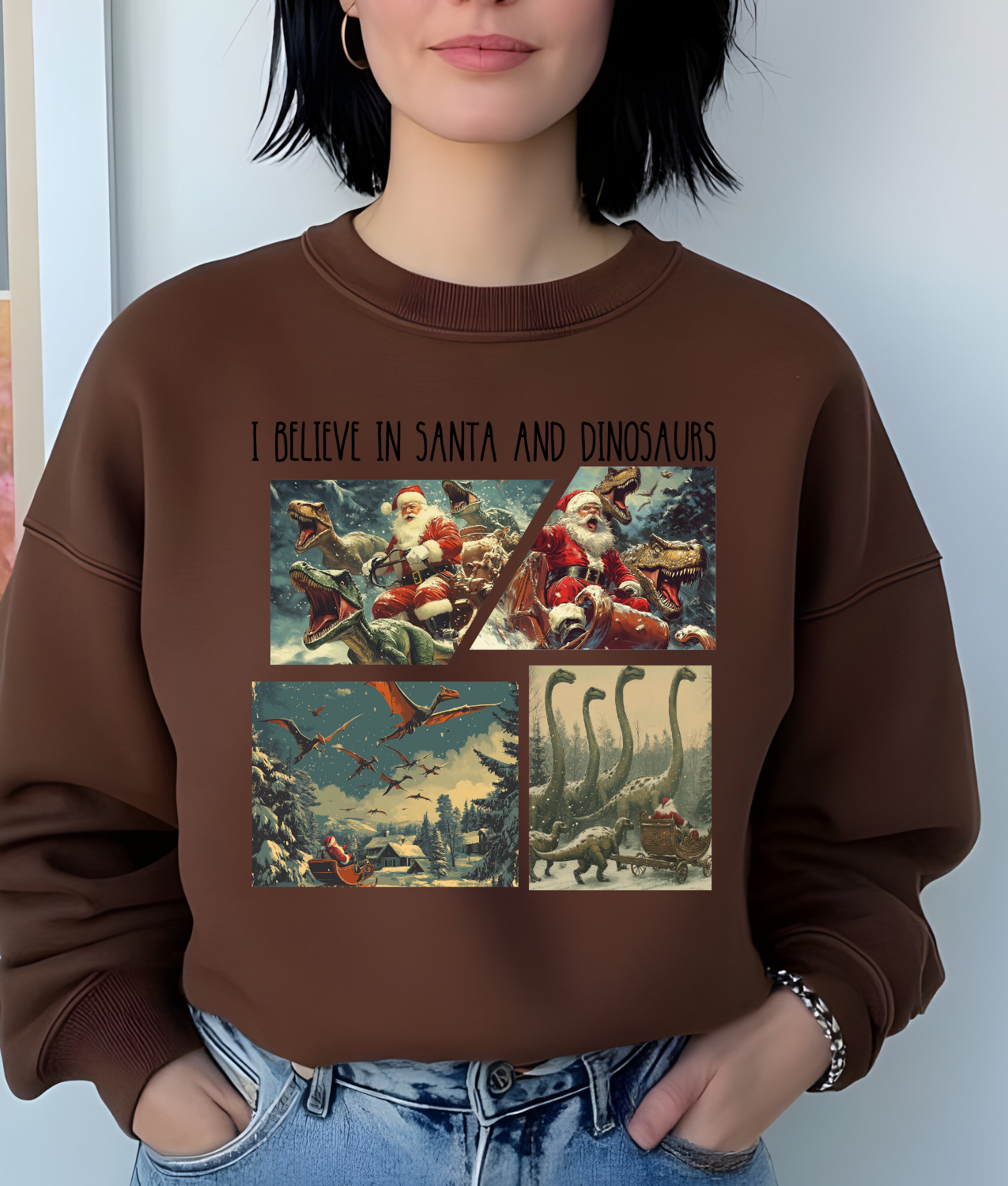 I Believe in Santa and Dinosaurs DTF Transfer