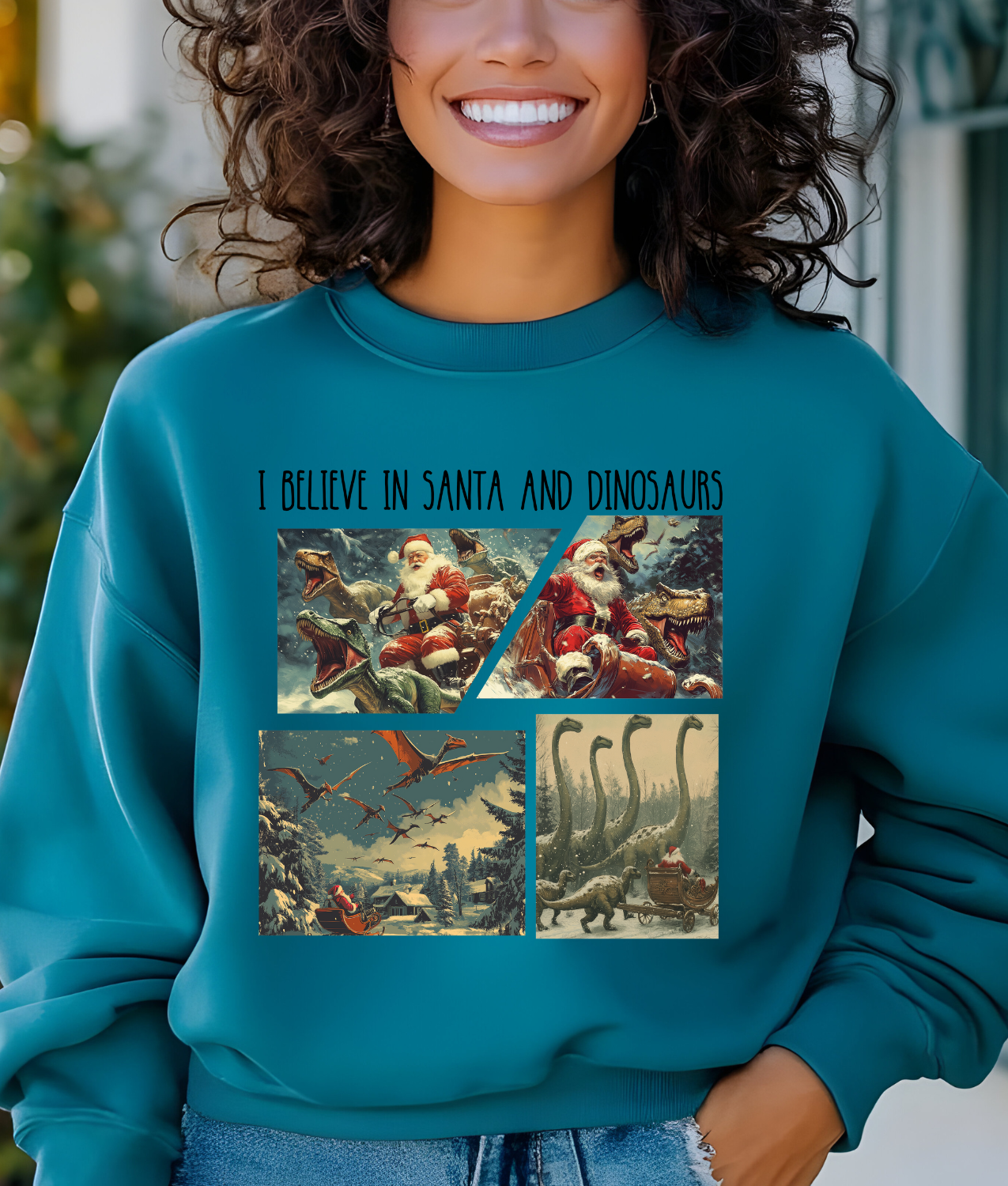 I Believe in Santa and Dinosaurs DTF Transfer