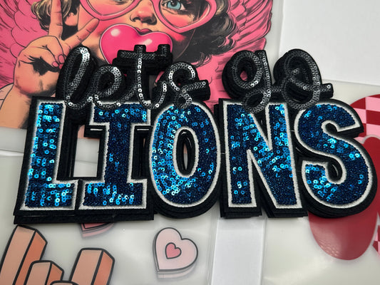 Let's Go Lions Sequin Patch