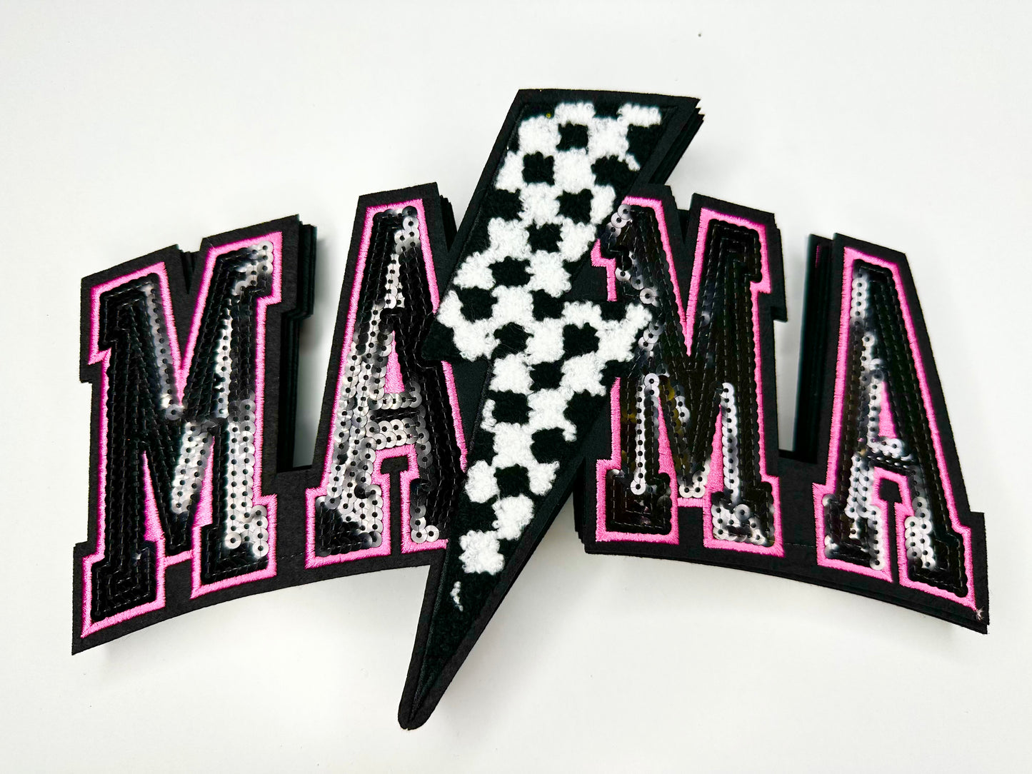 Lightning Bolt Mama Sequin & Chenille Patch