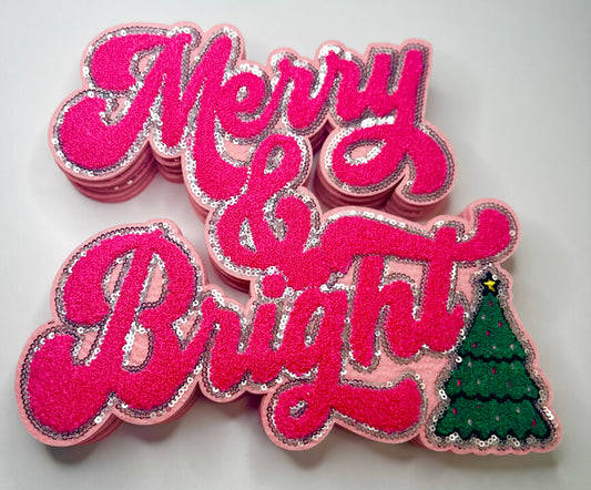 Hot Pink Merry & Bright Chenille Patch