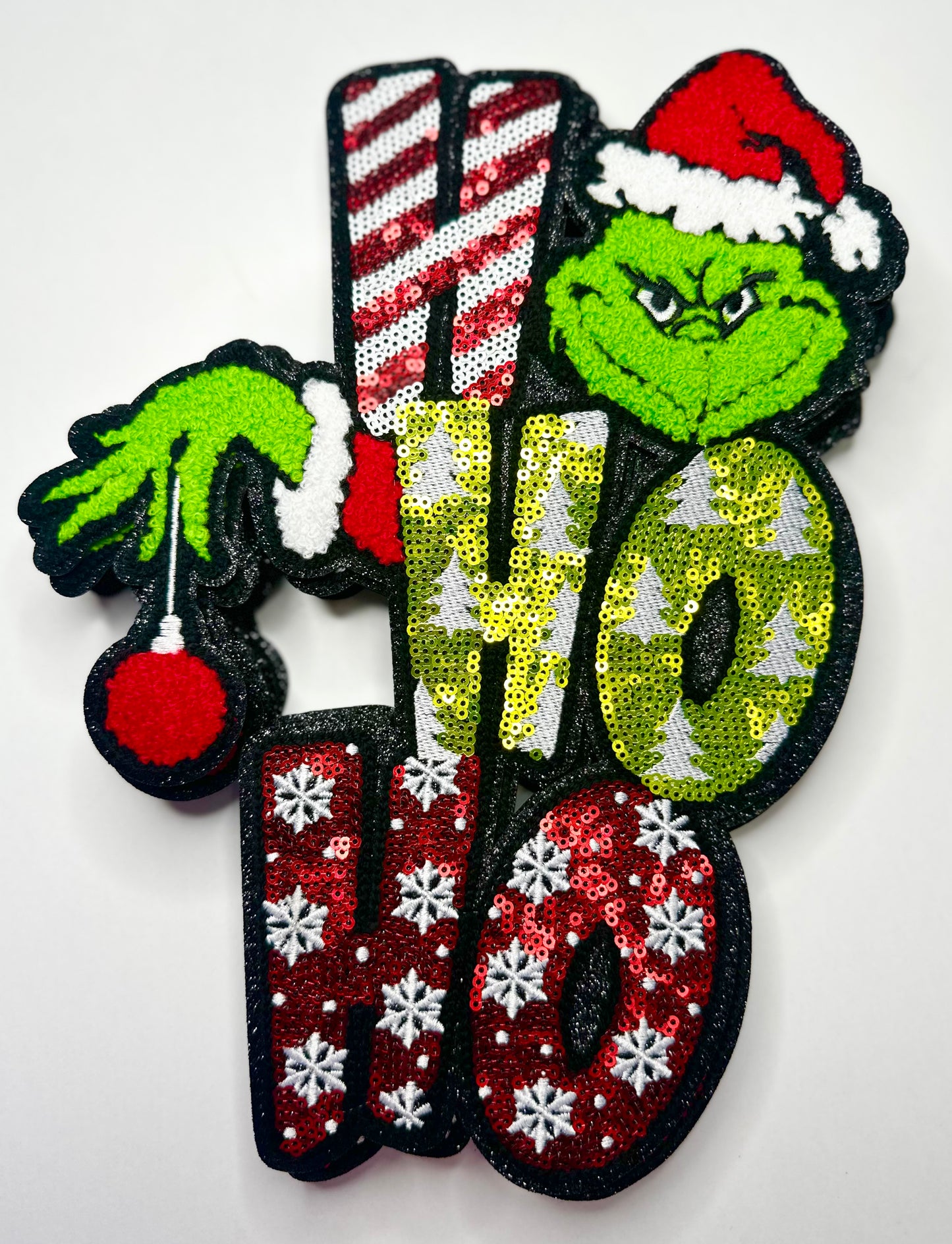 Green Man HoHoHo Sequin & Chenille Patch