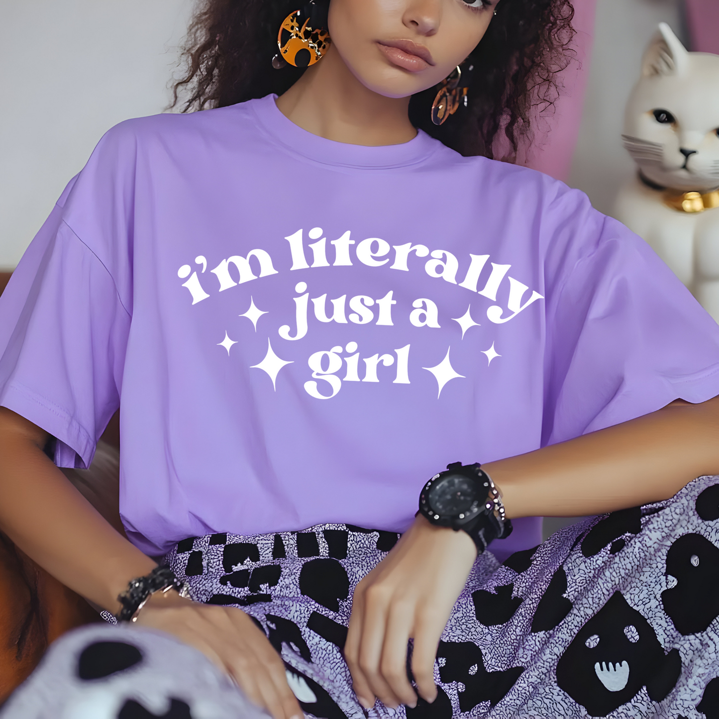 I'm Literally Just a Girl Single Color Screen Print - White Ink