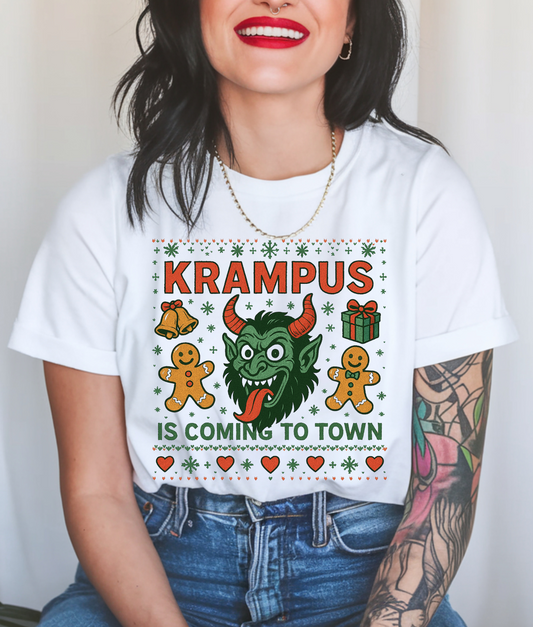 Krampus is Coming to Town Ugly Sweater DTF Transfer