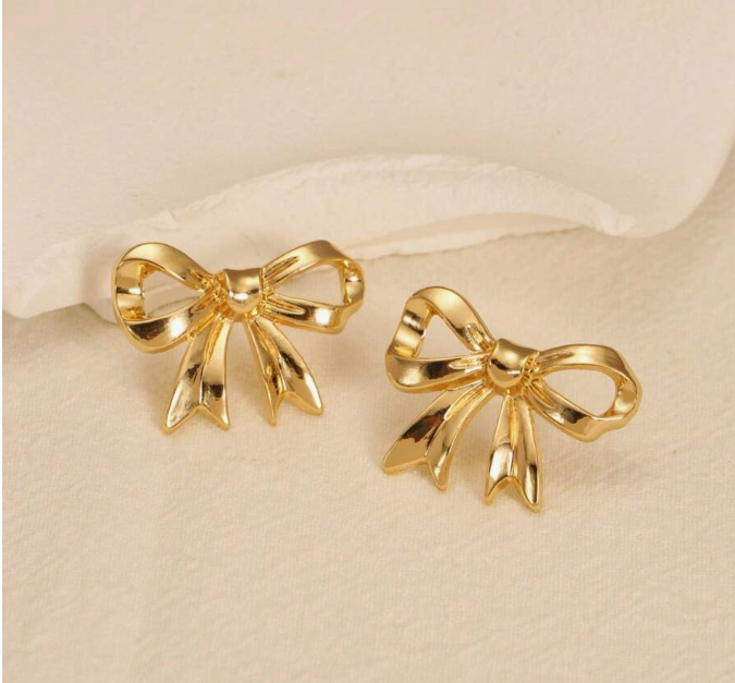 Large Gold Bow Earrings