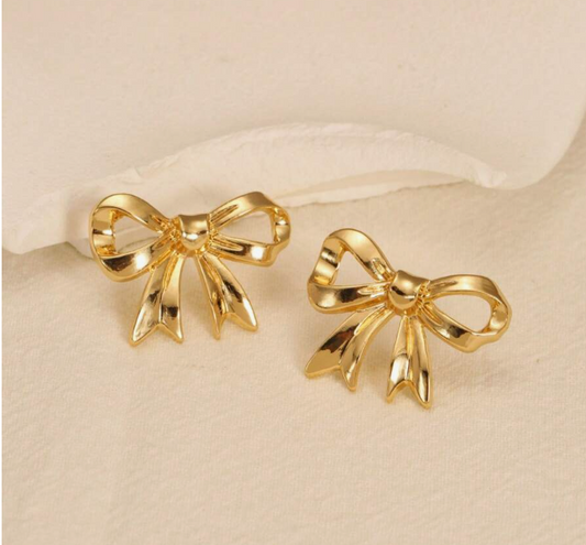 Large Gold Bow Earrings