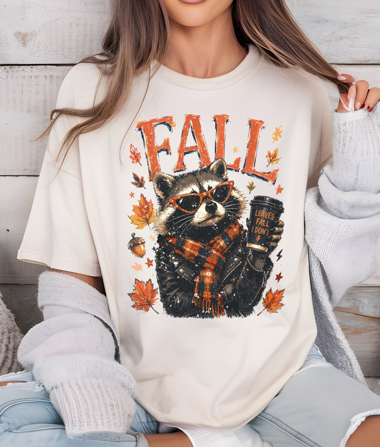 Leaves Fall I Don't Raccoon DTF Transfer