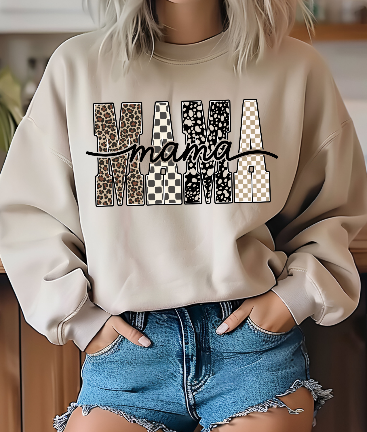Leopard Checkered Mama DTF Transfer