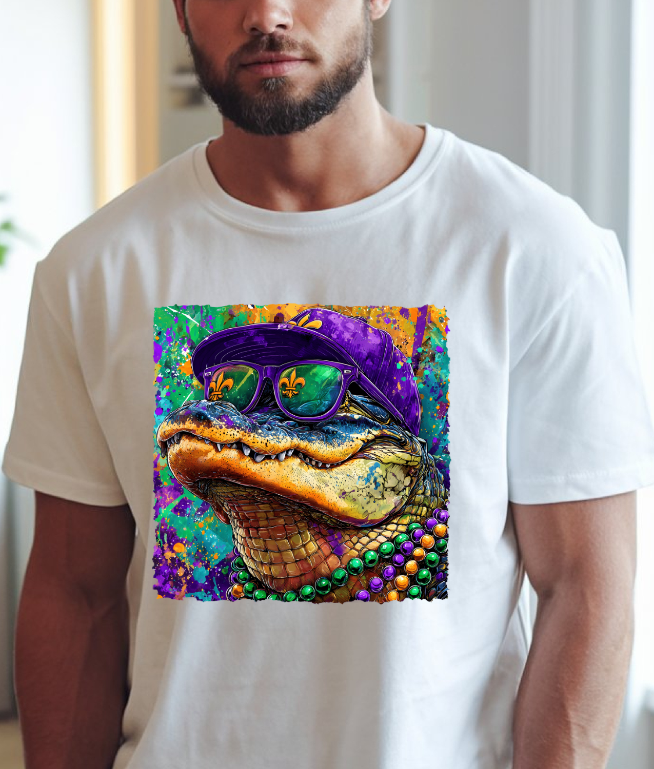 Mardi Gras Gator DTF Transfer