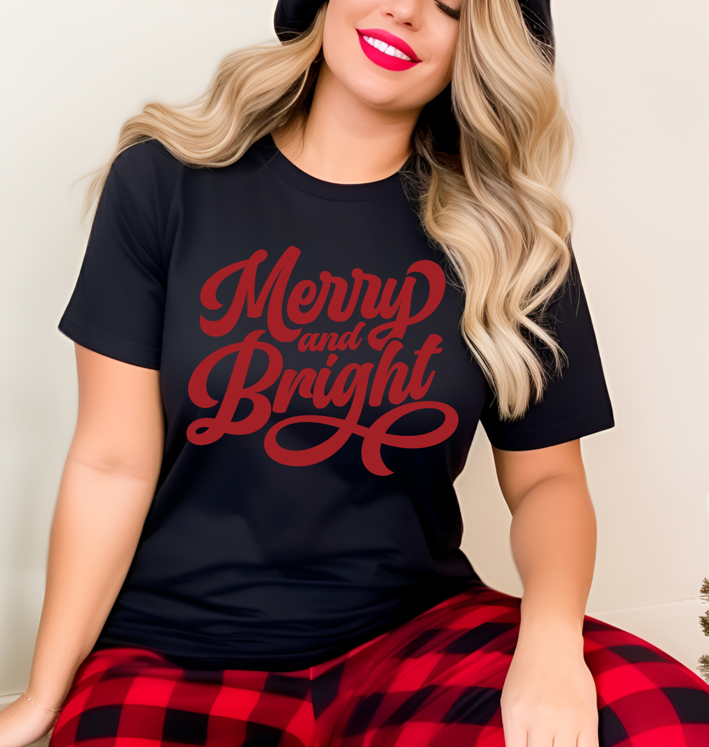 Merry And Bright Screen Print - Red Ink