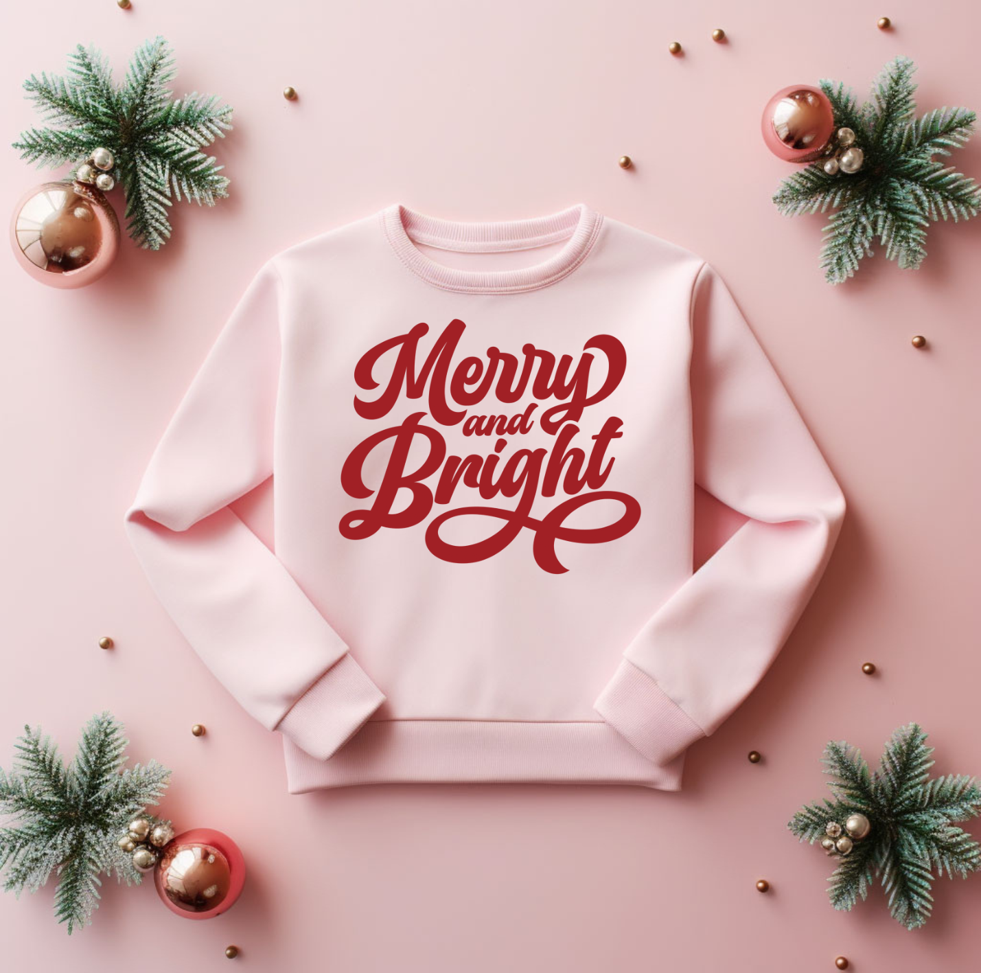 Merry And Bright Screen Print - Red Ink