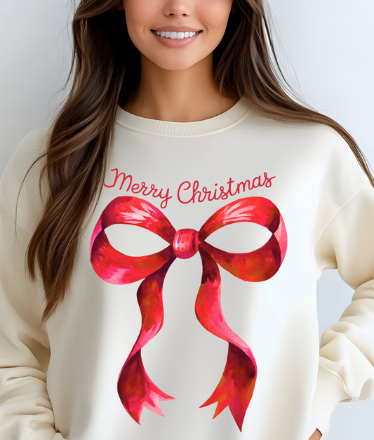 Red Merry Christmas Bow DTF Transfer