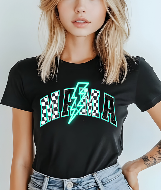 Neon Checkered Mama DTF Transfer