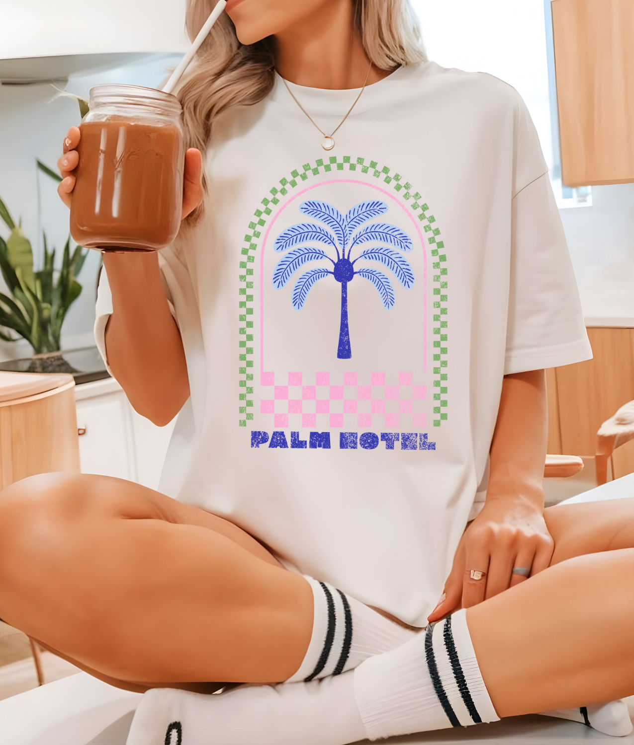 Palm Hotel Distressed DTF Transfer
