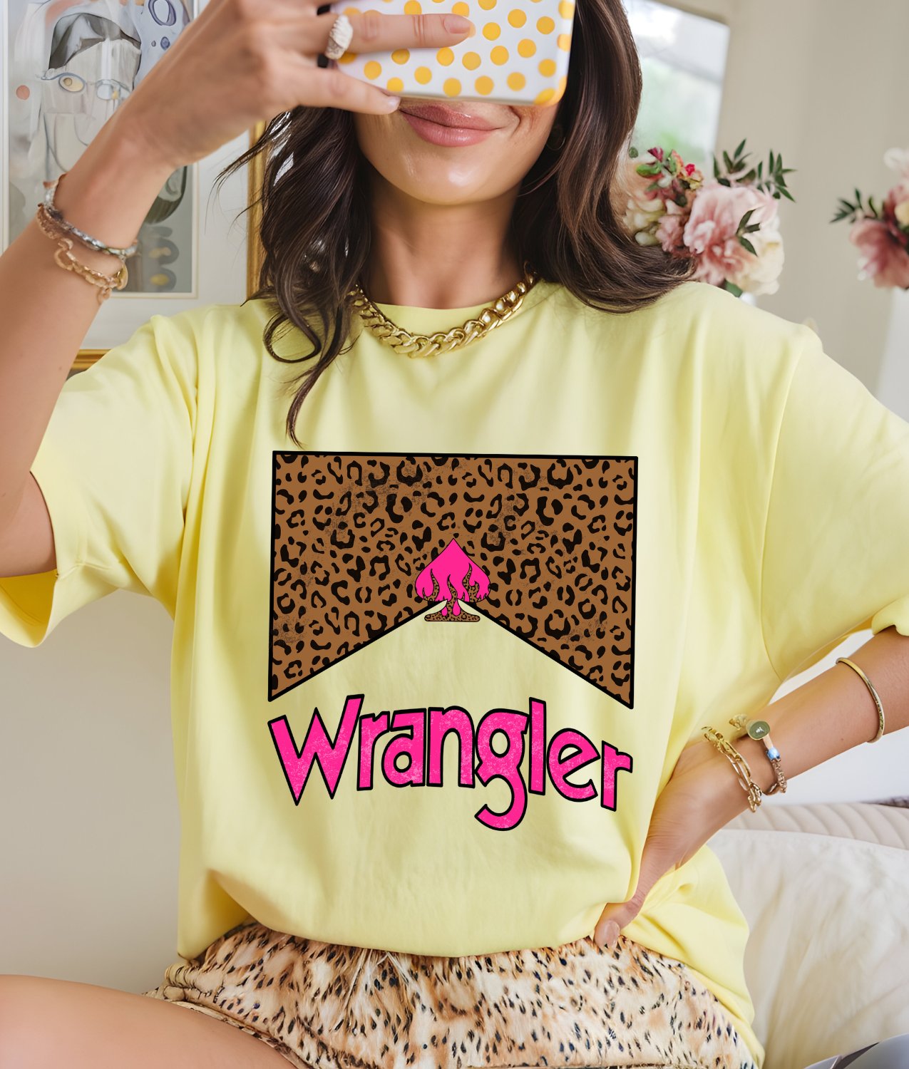 Pink Cheetah Wrangler DTF Transfer