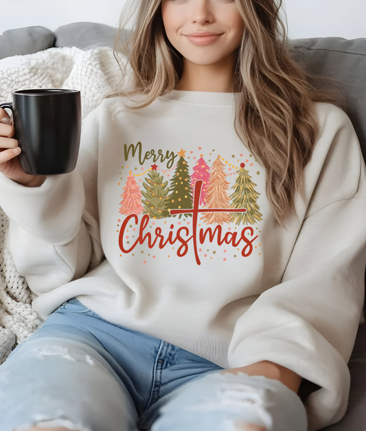 Pink Merry ChrisTmas Trees DTF Transfer