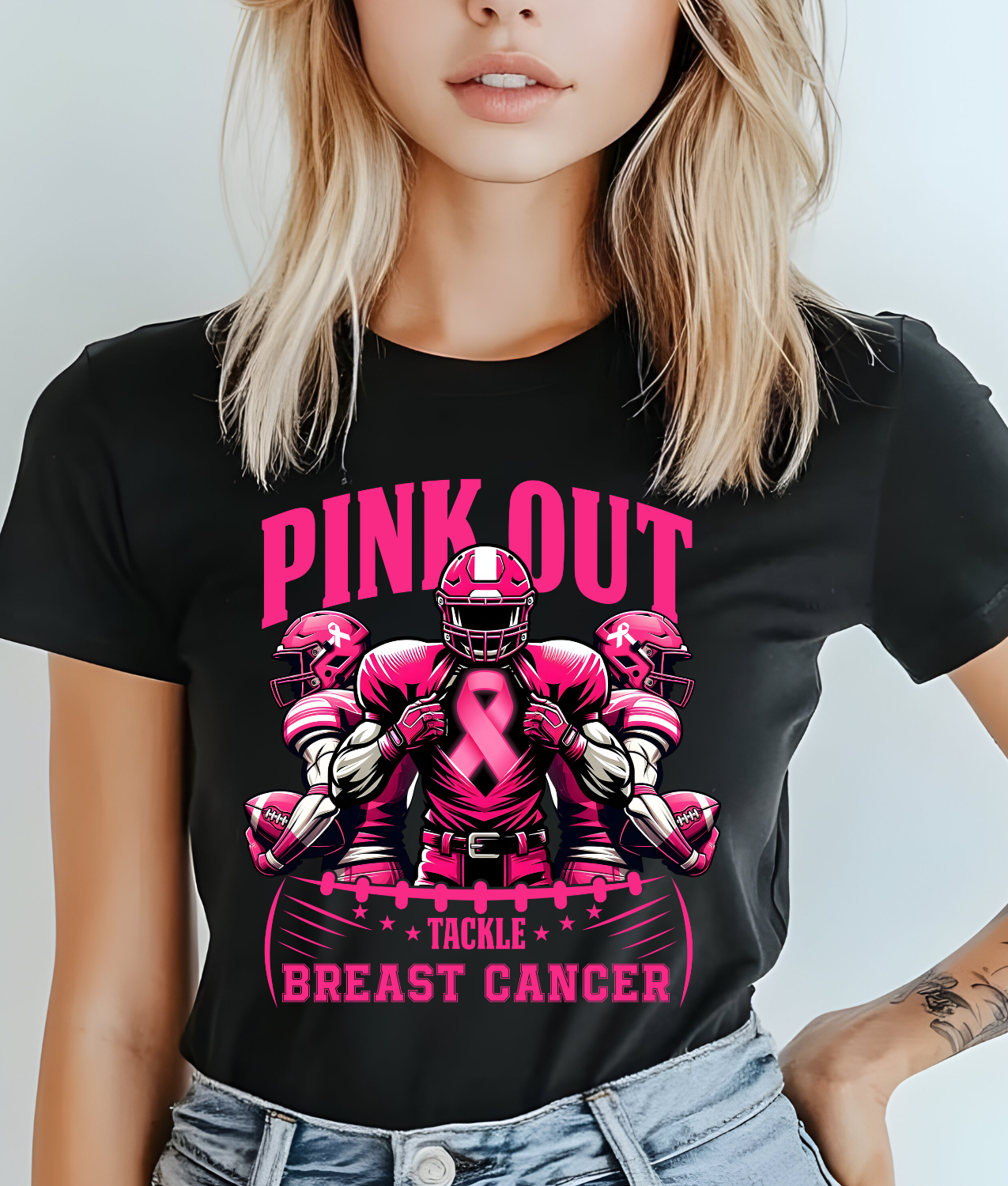 Pink Out Tackle Breast Cancer DTF Transfer