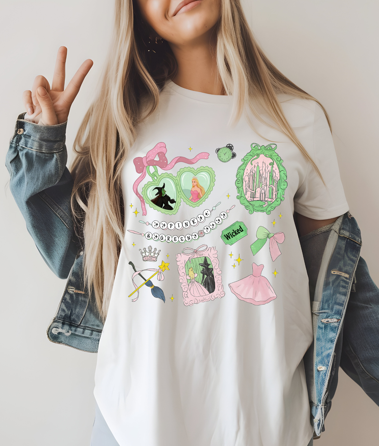 Pink and Green Witches DTF Transfer