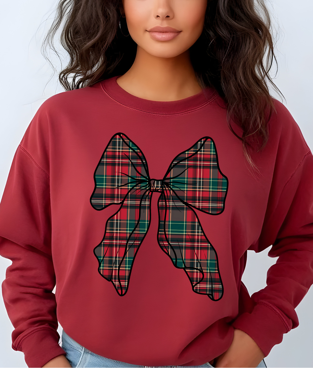Plaid Christmas Bow DTF Transfer