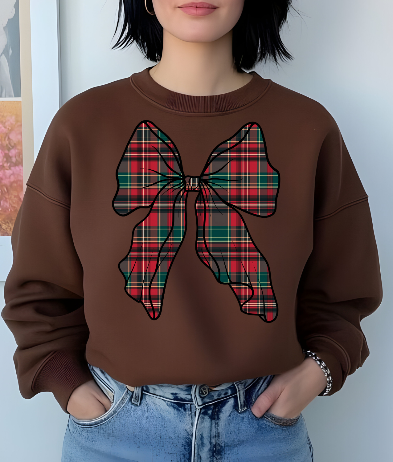 Plaid Christmas Bow DTF Transfer