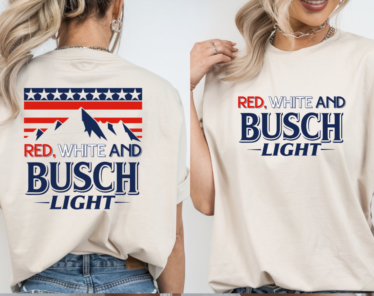 Red White And Busch Light DTF Transfer FRONT AND BACK INCLUDED