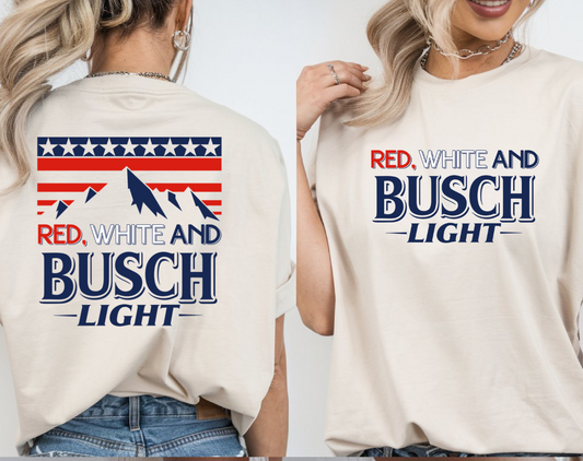 Red White And Busch Light DTF Transfer FRONT AND BACK INCLUDED
