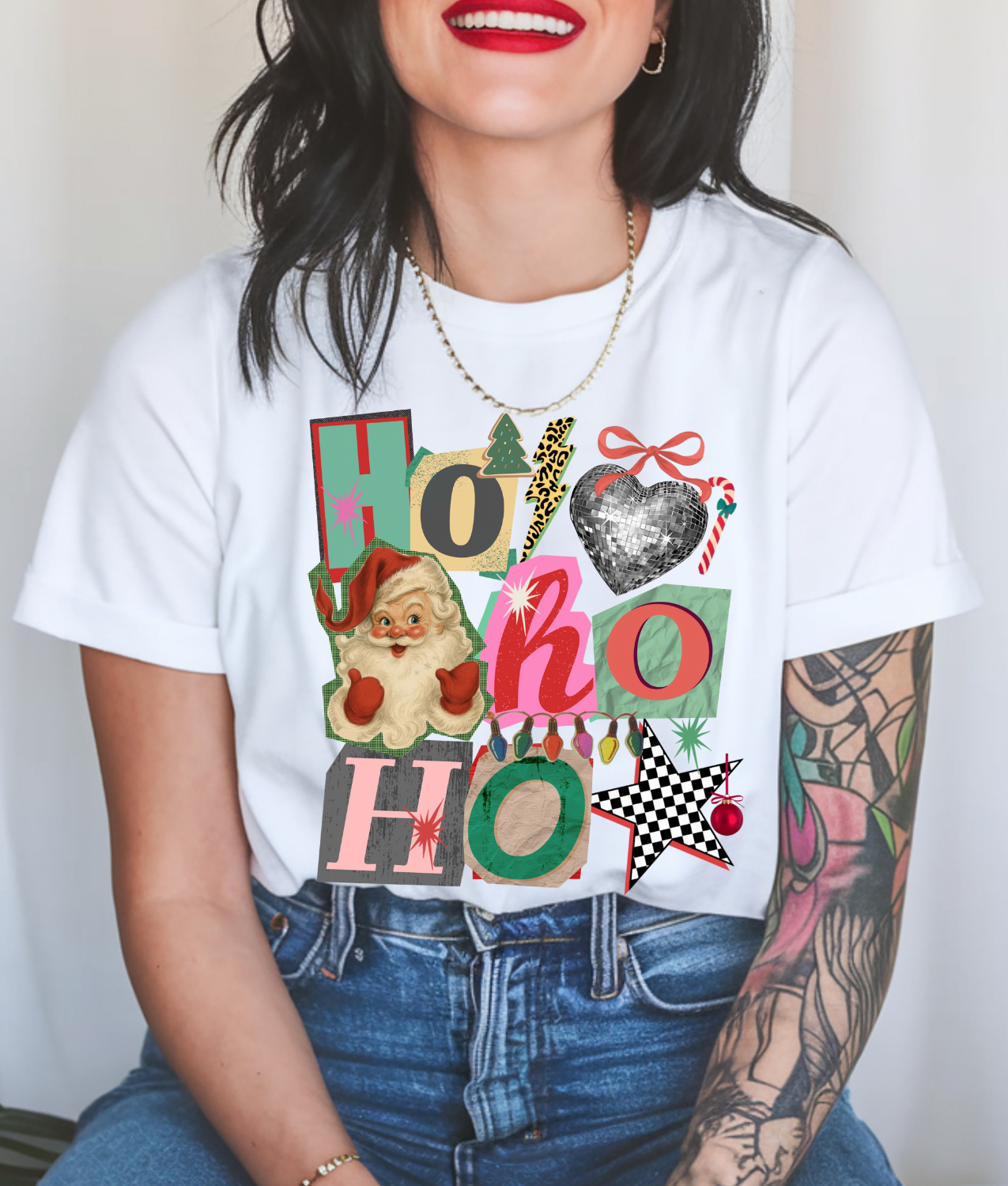 Retro Ho Ho Ho Collage DTF Transfer